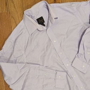 Joseph Jos. A. Bank Slim Fit 16 - 34 100% Cotton Light Purple Plaid Button Shirt